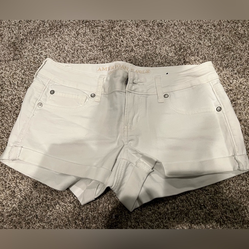 American Eagle White Jean Shorts